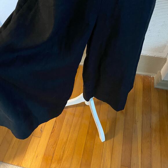 Nicholas Size US 6 Seta 100% Linen Wide Leg Cropped Jumpsuit Black - Picture 3 of 7
